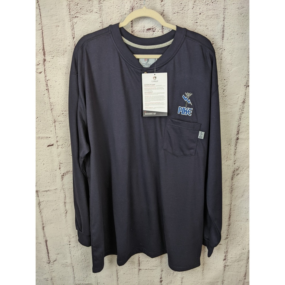 Tyndale FR Henley Shirt Mens 3XL Navy Blue Arc Rated Flame Resistant Workwear **